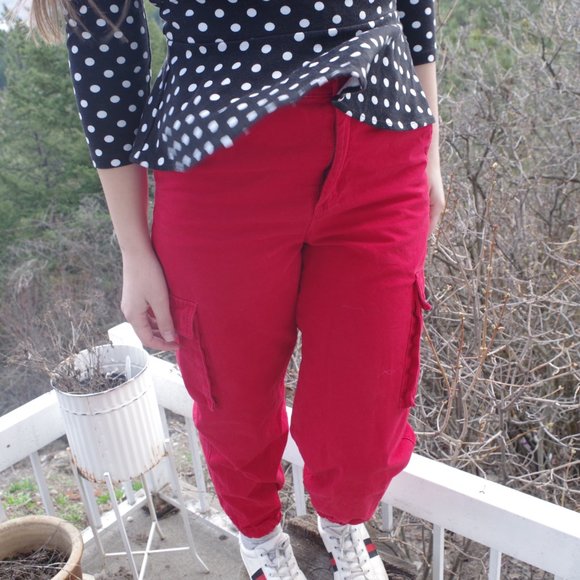 Red Cargo Pants By Forever 21 - Picture 2 of 6
